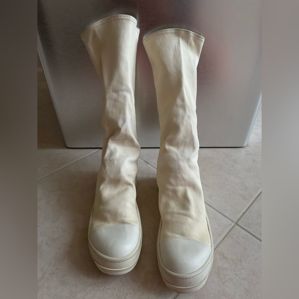 Rick Owens Sock Sneaker Pearl White